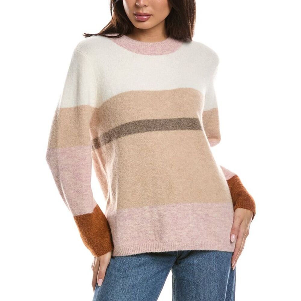 Forte Cashmere Womens  Lofty Colorblock Alpaca-Blend Sweater, Brown